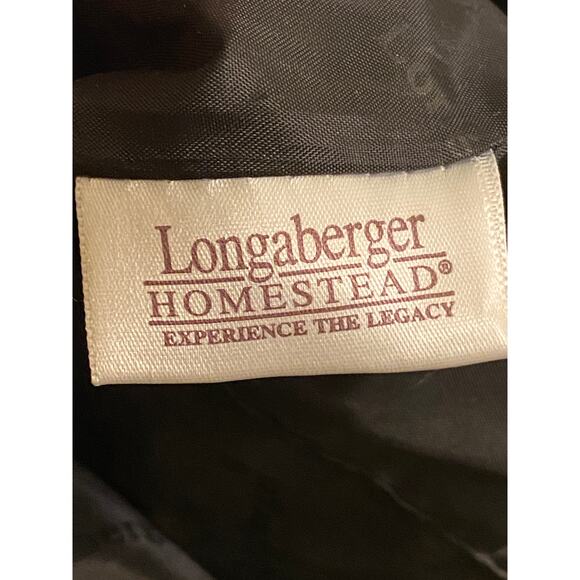 Longaberger Canvas Leather Small Tote / Purse 9 X 11 in. Brown Tan Black Stripes - Picture 8 of 13